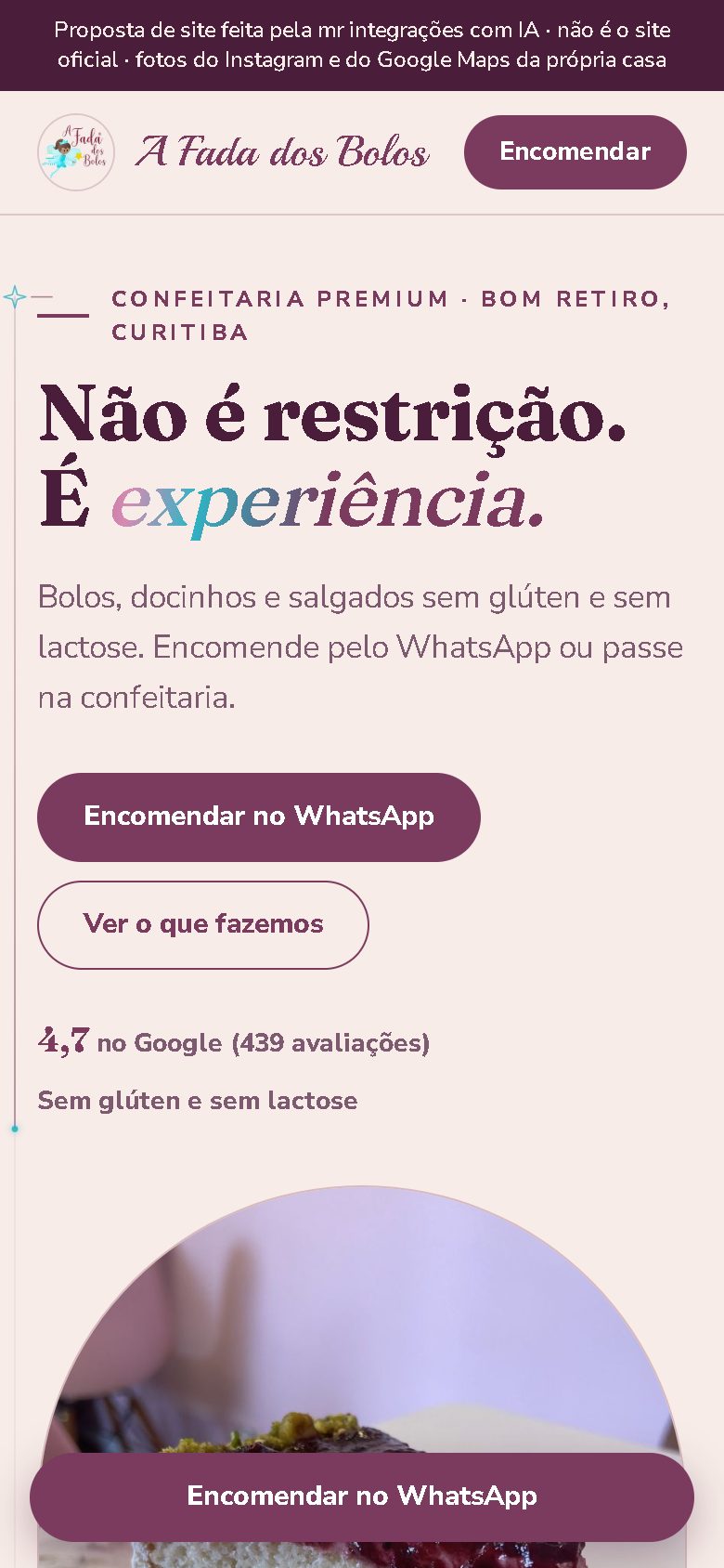 O mesmo modelo no celular.