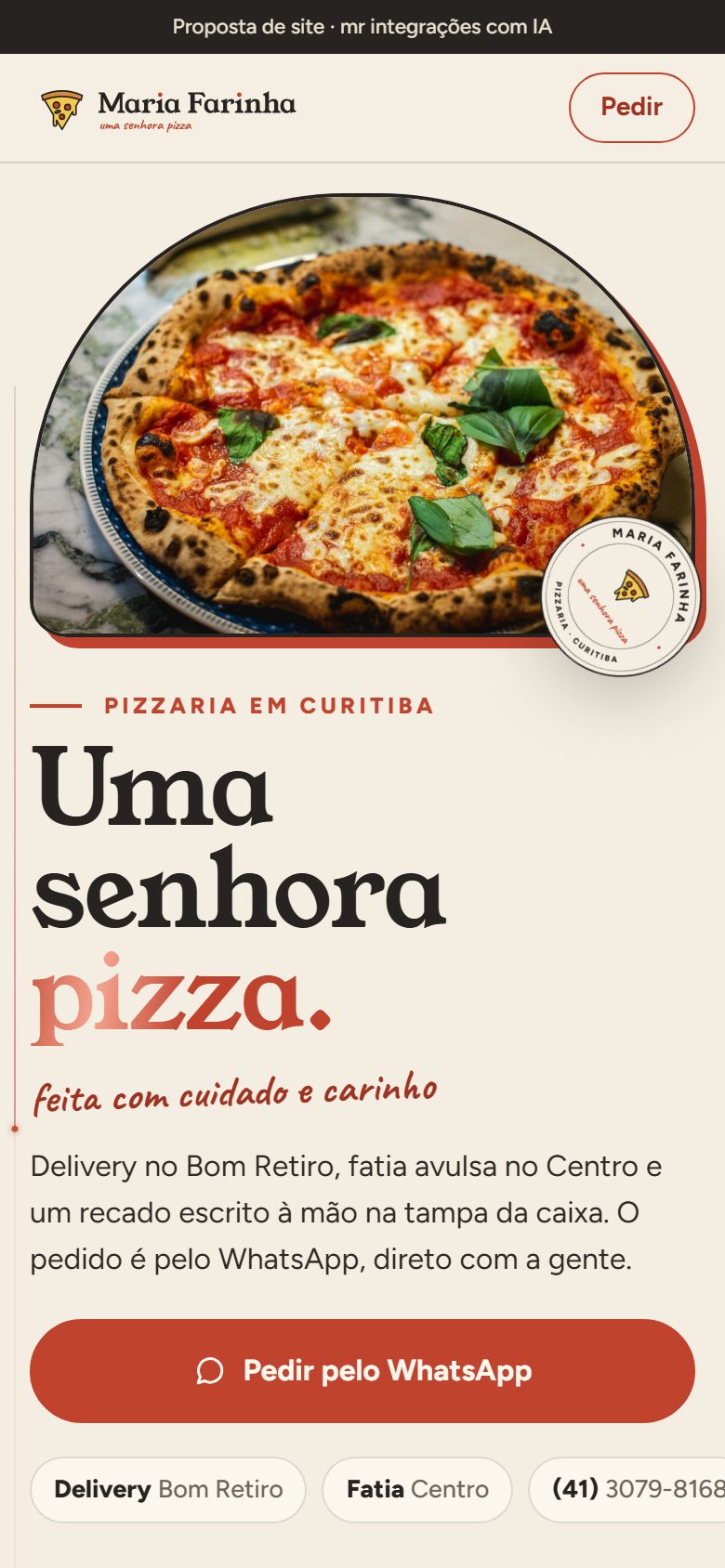 O mesmo modelo no celular.