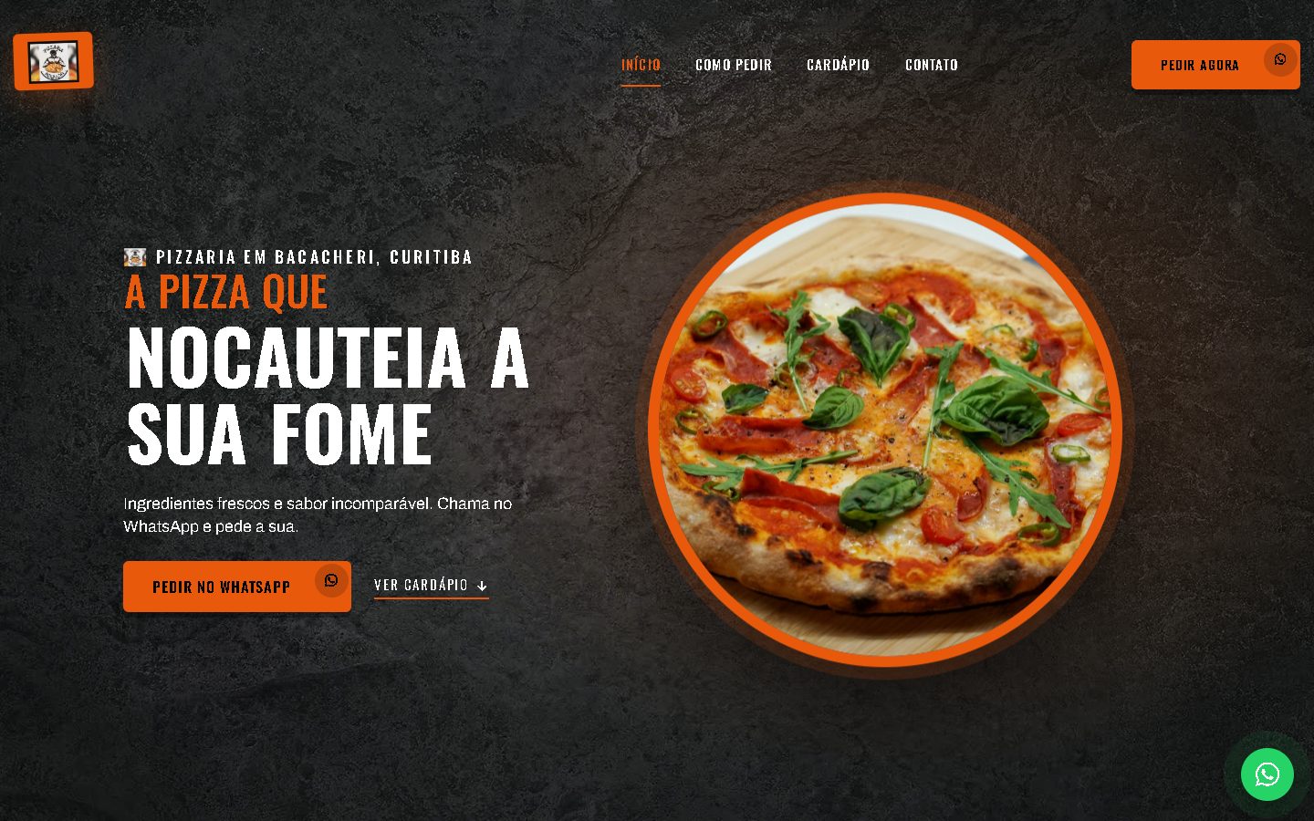 Modelo de site Pizzaria Noguchi no computador.