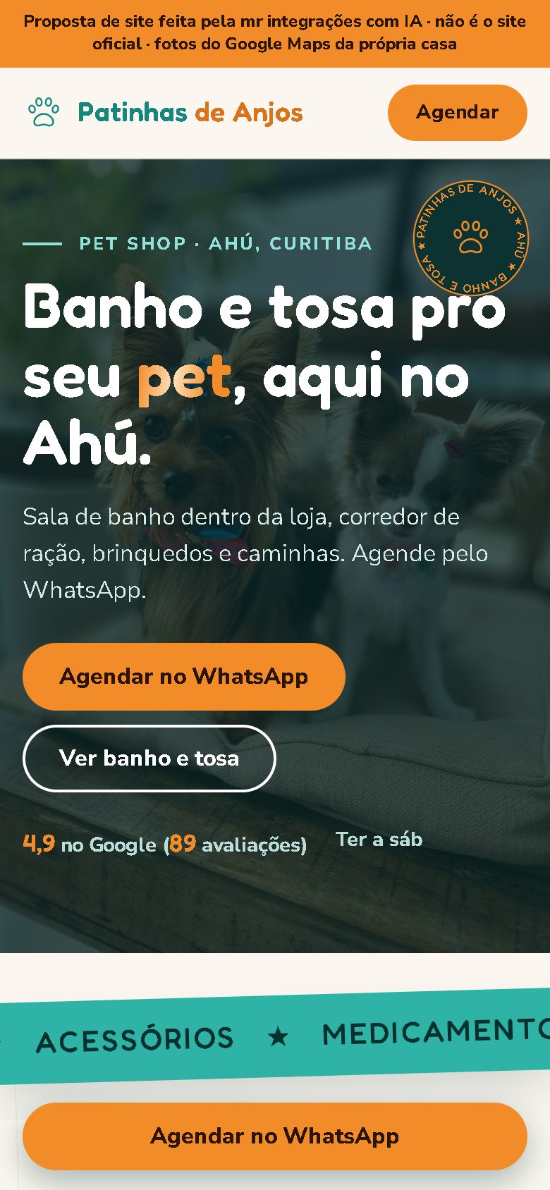 O mesmo modelo no celular.